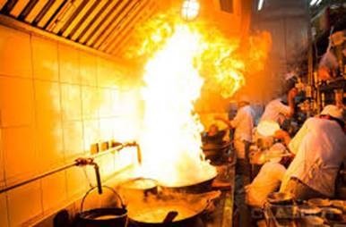 Gordura inflamável em sistema de exaustão profissional